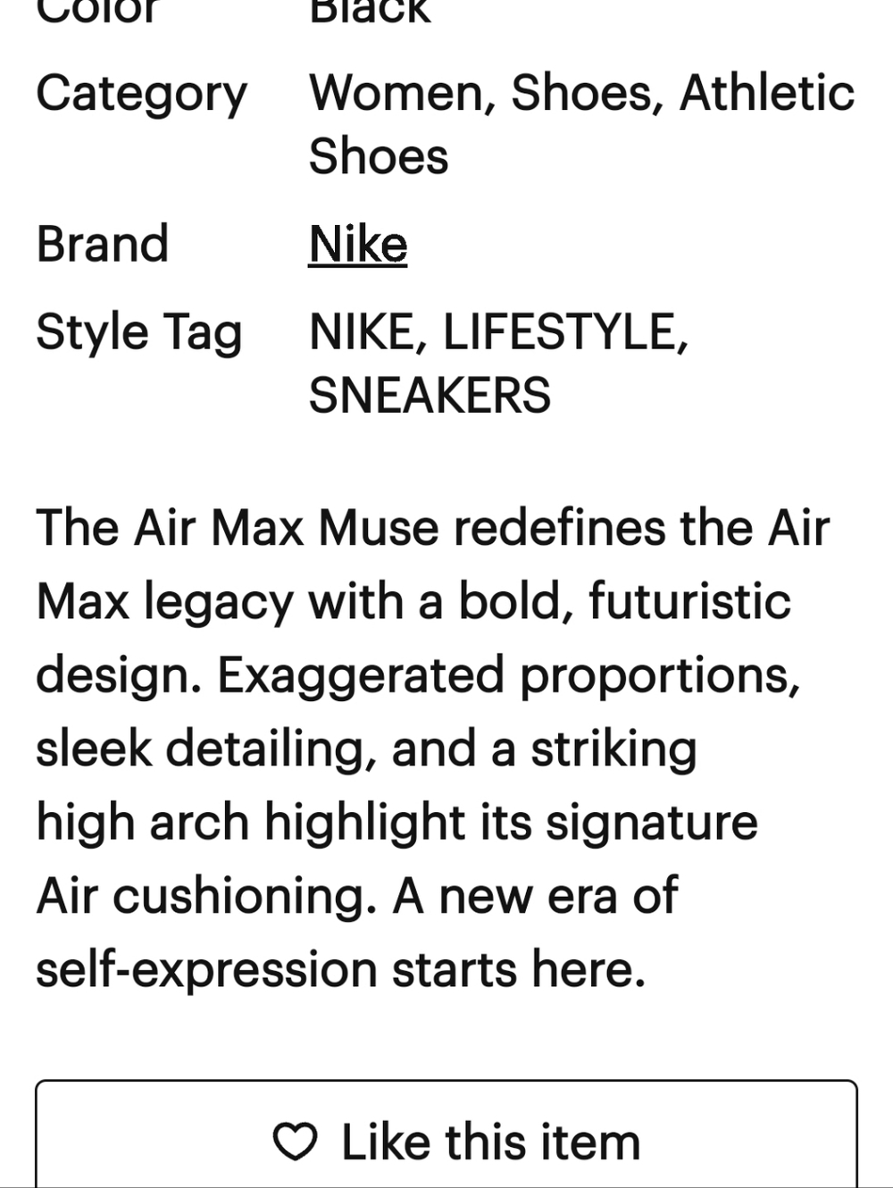 Nike Silver and Black Air Max Muse Sneakers - Picture 5 of 8